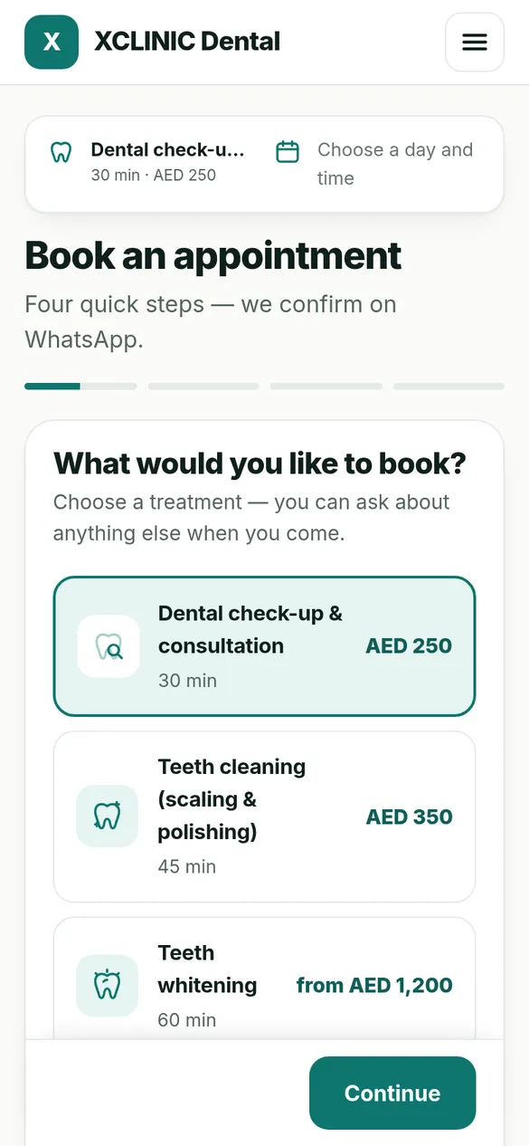 Booking a dental appointment on a phone