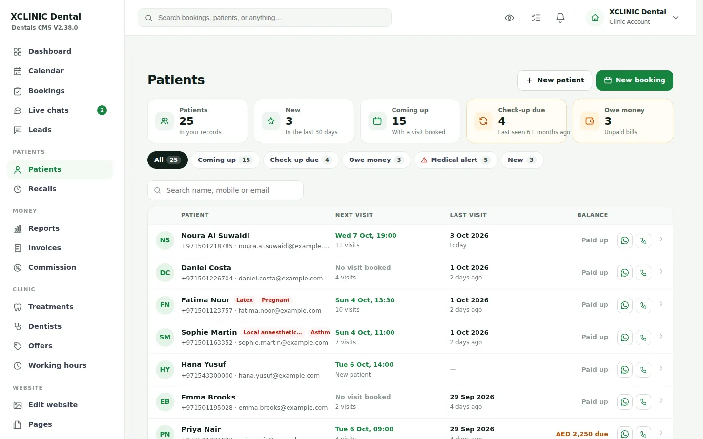 Customer records in LeadsCMS